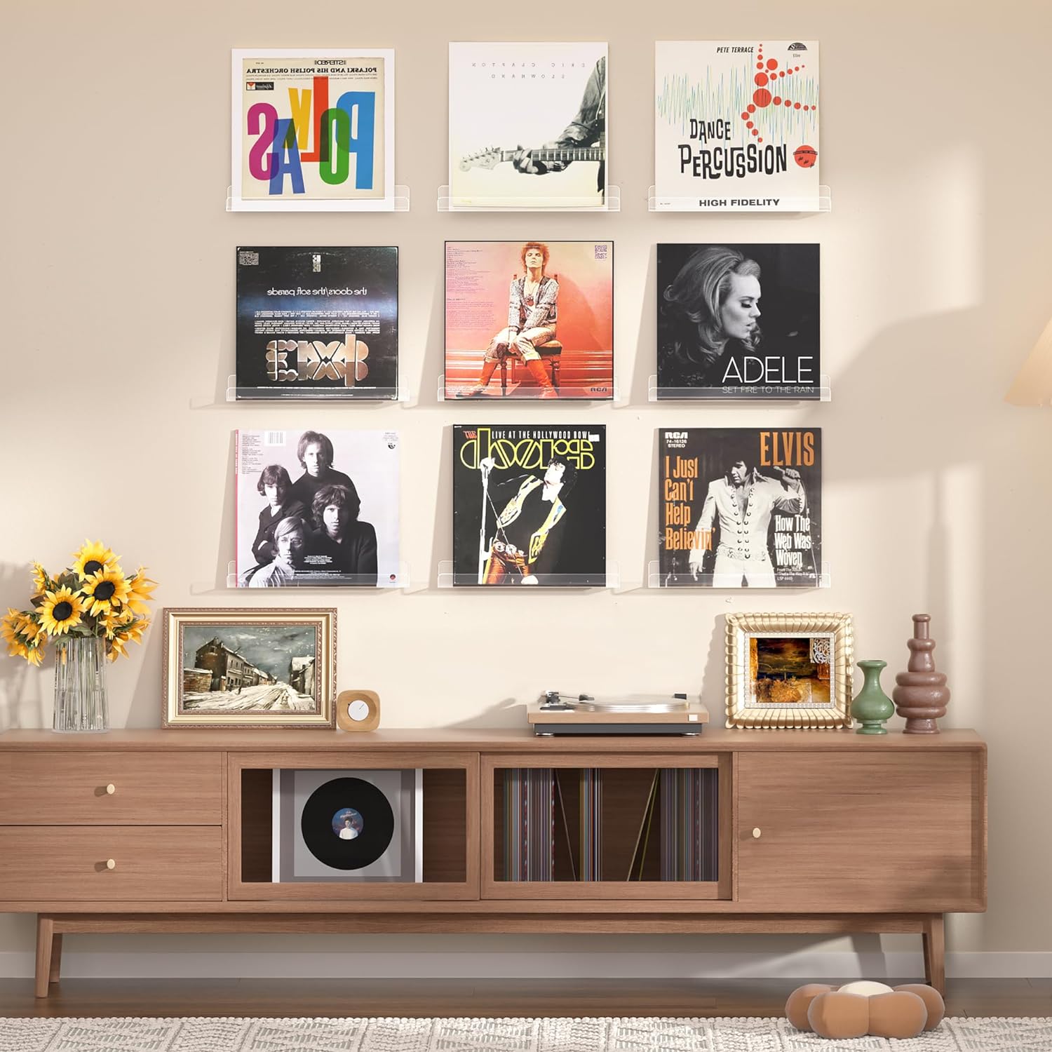 ODM upsimples 12 Pack Vinyl Record Wall Mount Shelves, 12" Vinyl Holder for Album Record Storage & Display, Clear Acrylic Floating Shelves for Wall Decor, Kids Bookshelf, Magazine Rack, Picture Ledge Custom Logo Service
