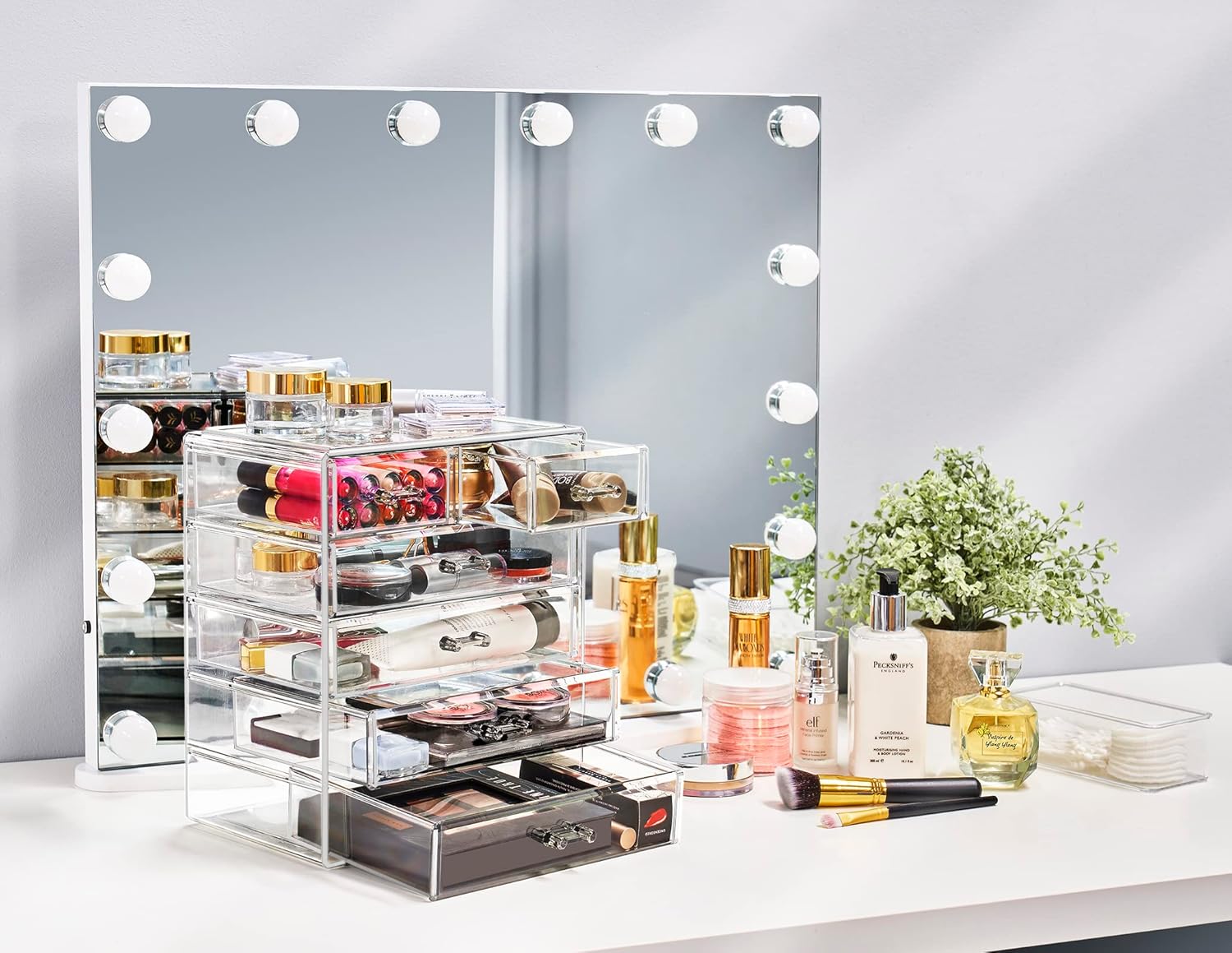 Private Label Sorbus Acrylic Makeup Organizer - Organization and Storage Case for Cosmetics Make Up & Jewelry - Big Clear Makeup Organizer for Vanity, Bathroom, College Dorm, Closet, Desk (4 Large, 2 Small Drawers) Factory Direct Price
