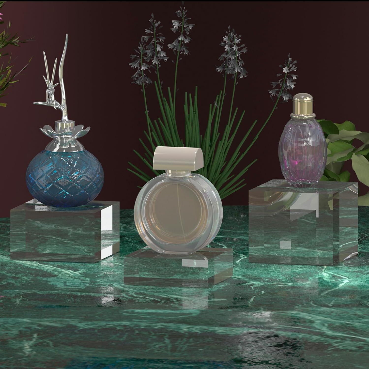 Private Label Acrylic Display Stands, 3 Graduated Sizes Acrylic Block Riser for Displaying Collection, Crystal Clear Acrylic Cube Pedestals for Jewelry Glass, Gem and Collectables, 1set OEM Wholesale Manufacturer