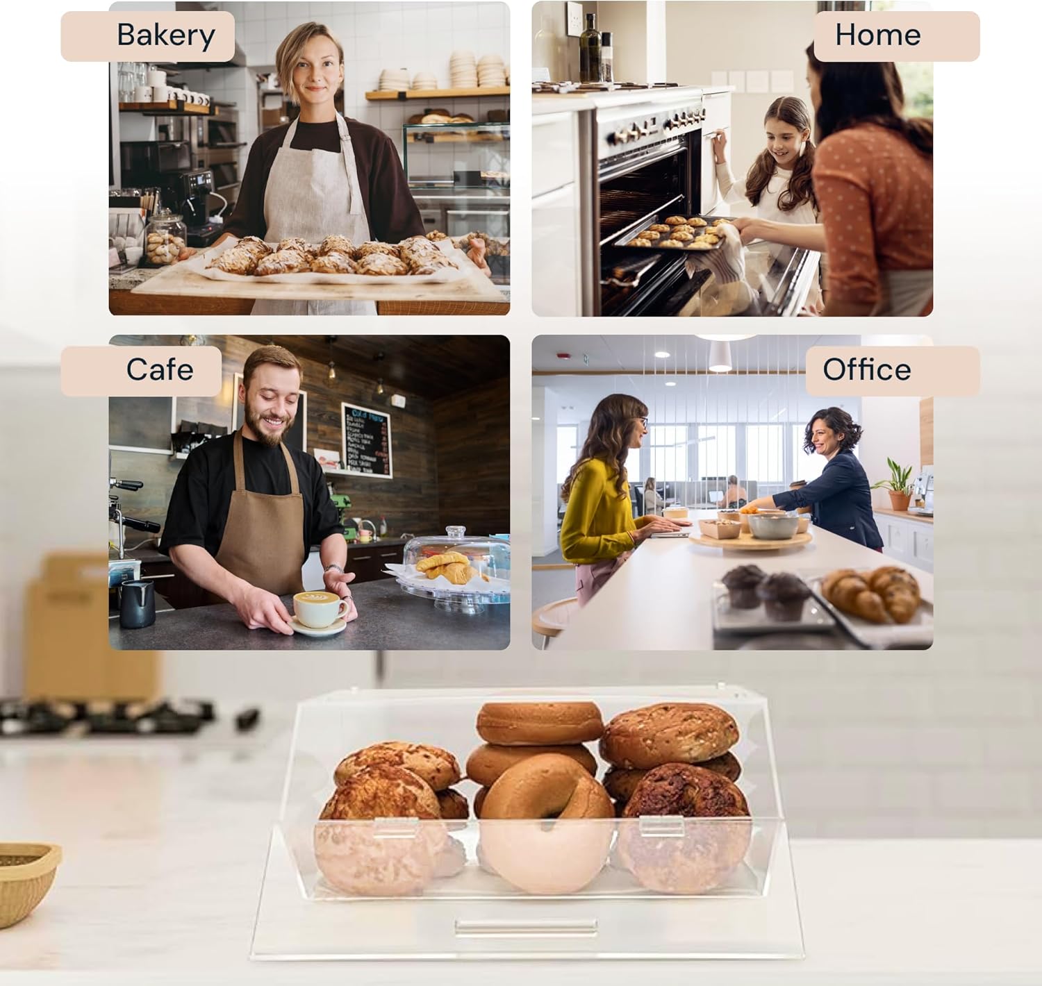 Wholesale OEM ODM Countertop Bakery Display Case - Acrylic Storage for Pastry and Food, Cookies Dessert Bread Bagels Donuts Cupcakes, Retail, Home, Commercial Factory & Supplier