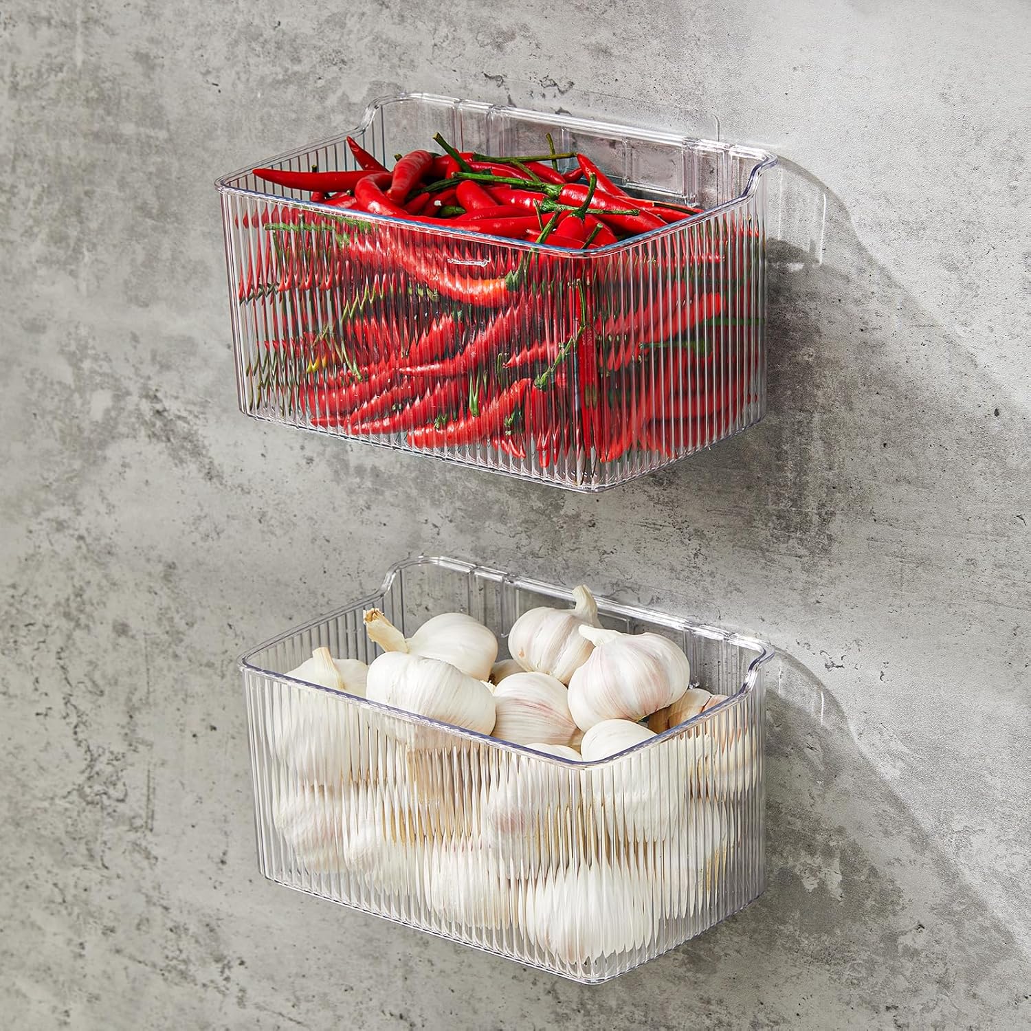 Private Label 2 Pack Adhesive Spice Rack Wall Mount, 8.1" x 4.5" x 4.3", Cabinet Door Organizer Clear Acrylic Shelf, No-Drilling Small Hanging Basket for Kitchen Pantry, Shower Caddy for Bathroom Dropshipping Friendly