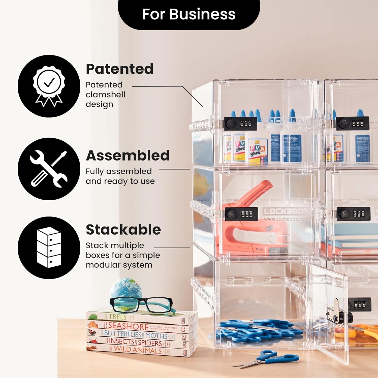 Private Label Lockabox One™ | Premium Lock Box | 10 Litre Combination Lock Box For Food, Medicine & Home Safety | External Size 12 x 8 x 6.6 inches (Crystal) Custom Mold Development
