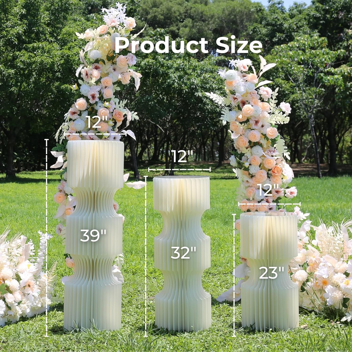 Private Label 3PCS Pillaro Cake Stands for Party, Sturdy Cardboard Column with Clear Acrylic Plate, Reusable Round Cylinder Stands for Party, Cake Pedestal Stand, Pillar for Birthday Wedding Dessert OEM Wholesale Manufacturer