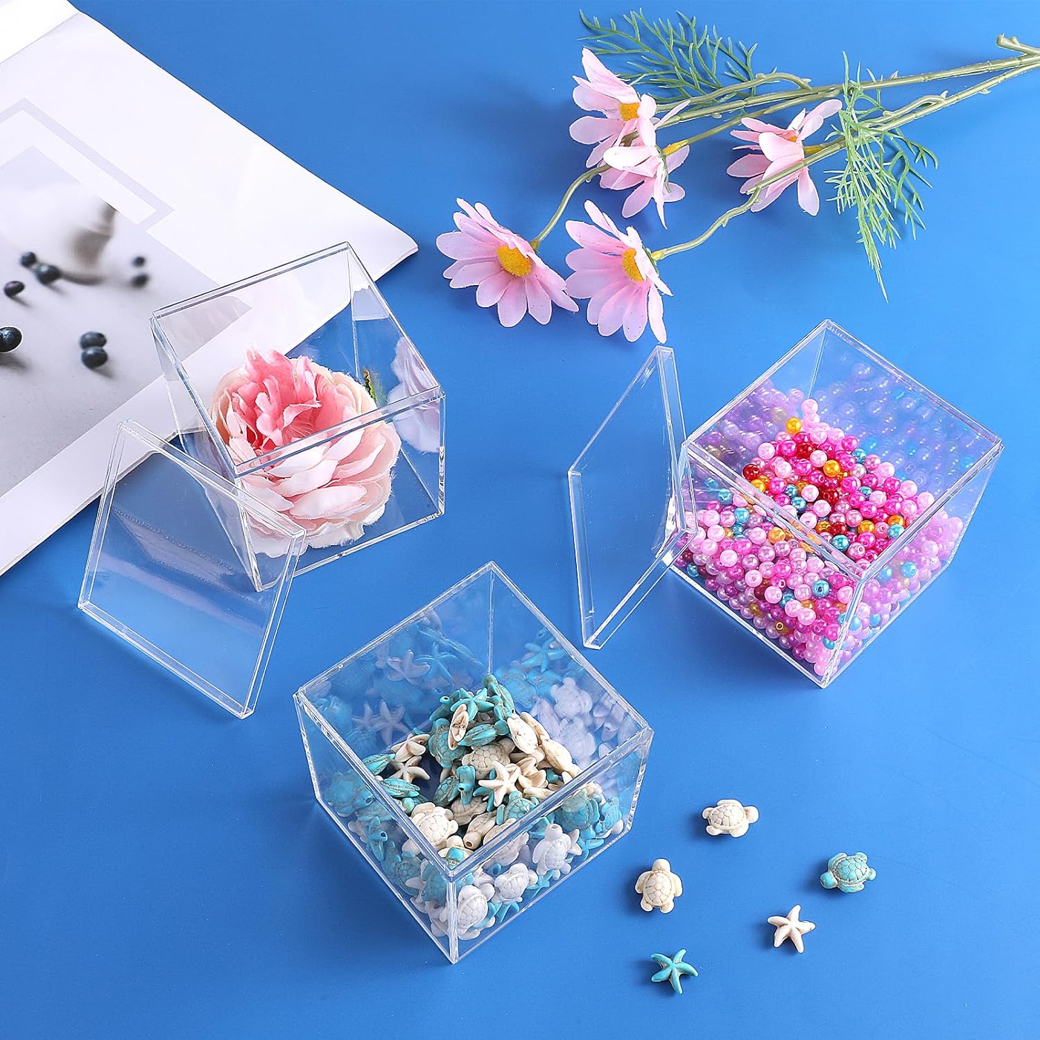 Private Label 12 Pcs Clear Acrylic Box with Lid Decorative Plastic Display Box Acrylic Gift Box Tiny Square Box Clear Storage Containers for Home Candy Treats Jewelry Display 3 x 3 x 3 Inch Wholesale Manufacturer