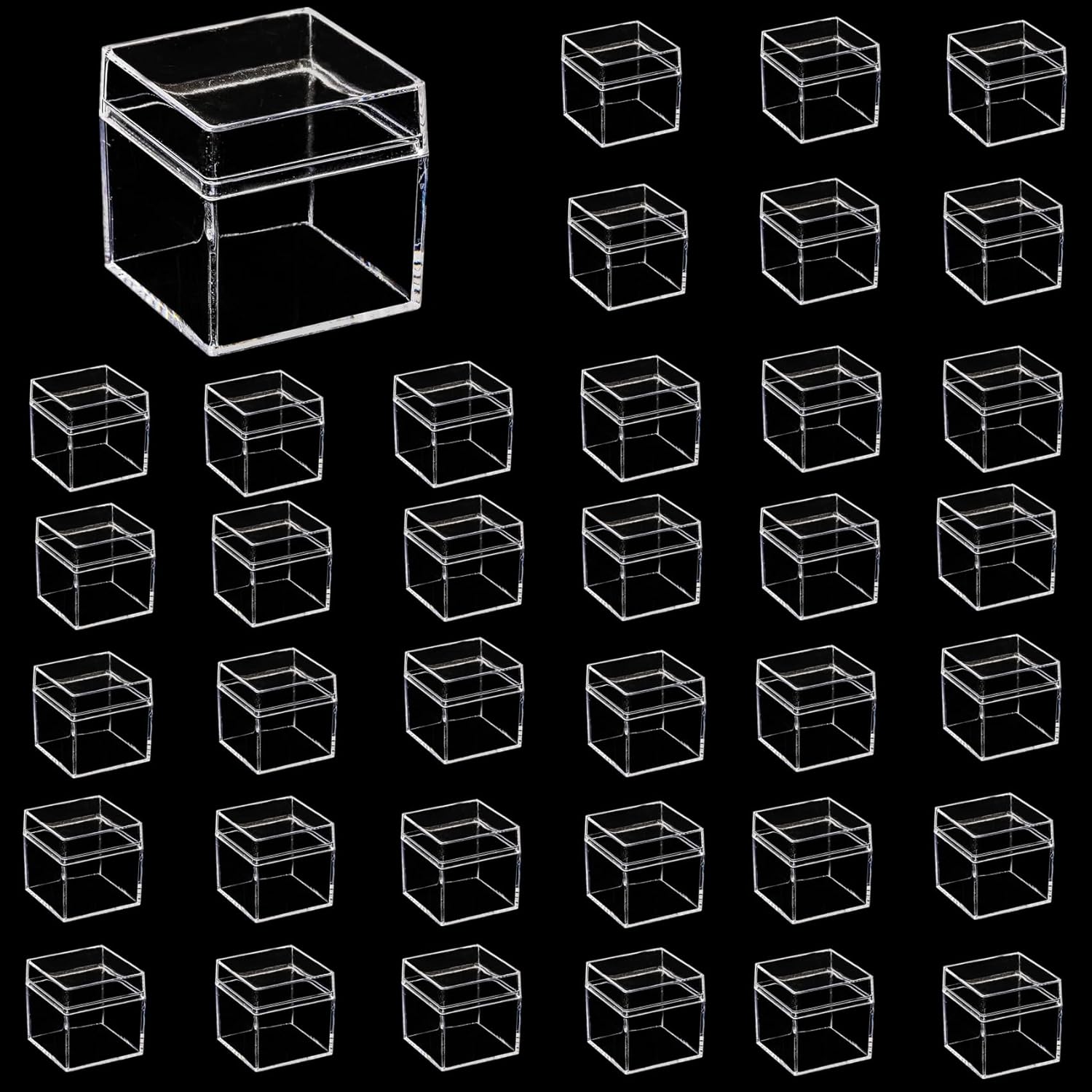 36 Pack Small Clear Boxes with Lids, 2x2x2 Inches Candy Containers for Party Favors, Mini Acrylic Square Cube Display Box for Easter,Treat, Cosmetics, Jewelry