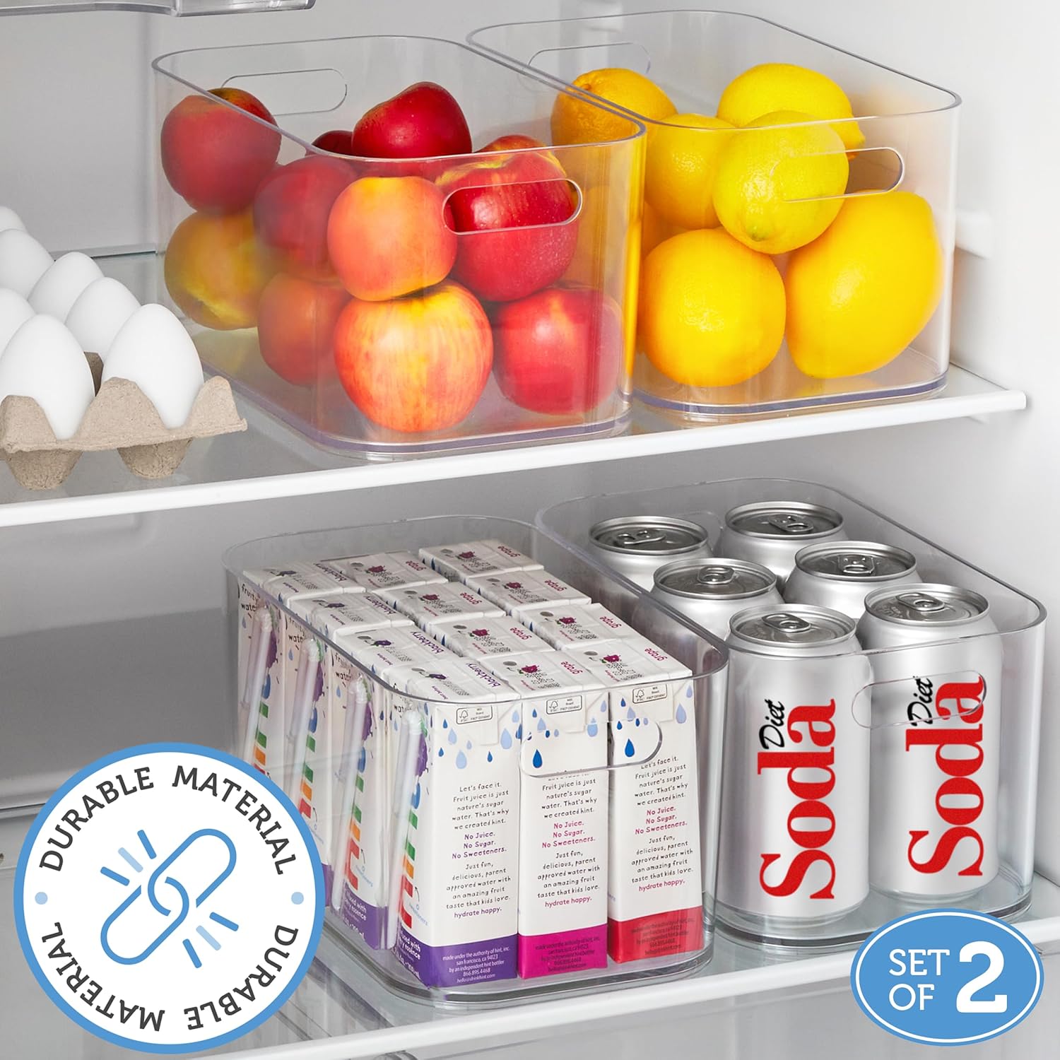 Private Label STORi Bliss 10" x 6" Open Clear Pantry Organizer Bin, Set of 2, Plastic Containers with Handle for Kitchen, Fridge, Cabinet, Closet, Bathrom, Undersink Storage Made in USA Custom Logo Service