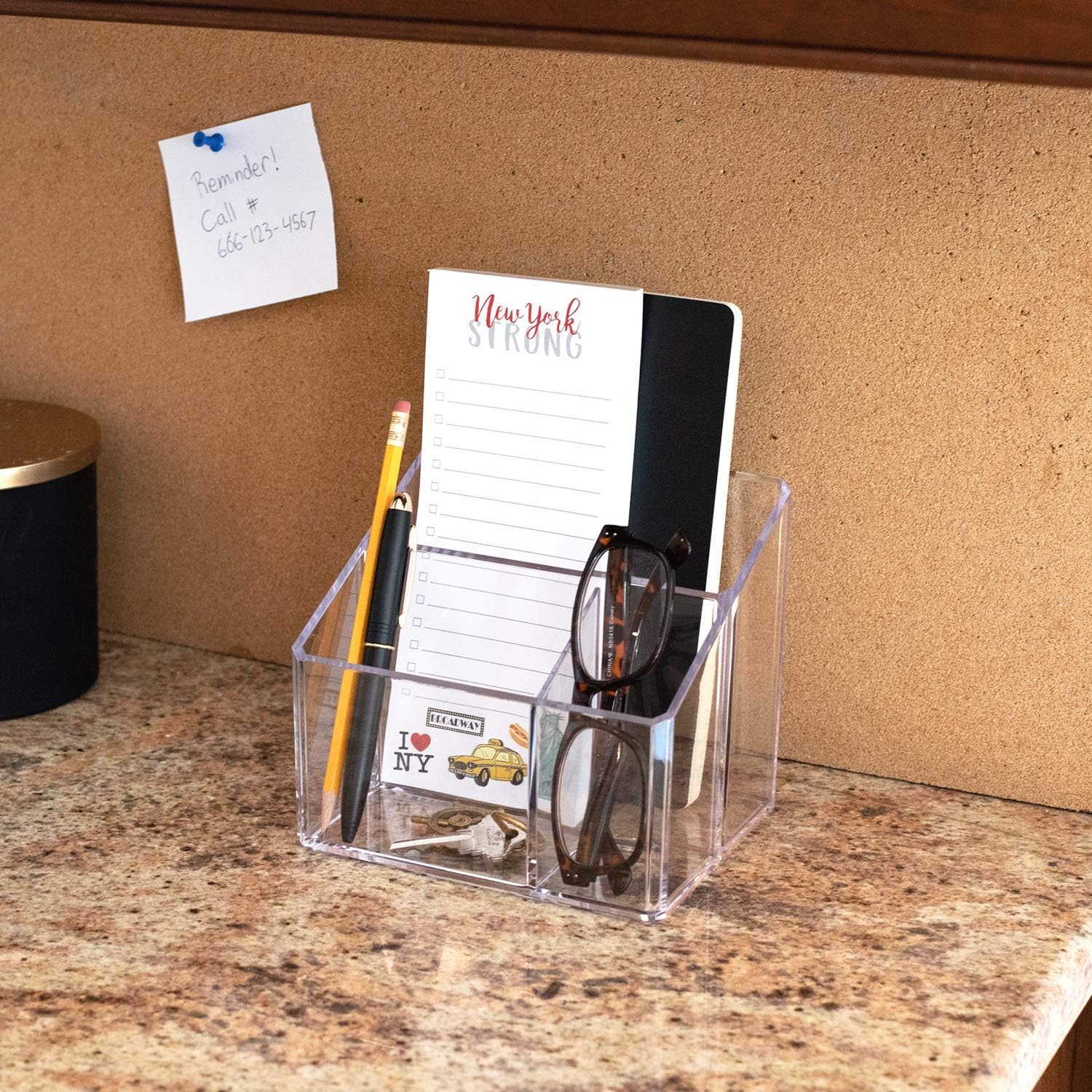 Private Label Isaac Jacobs Clear Acrylic 3-Compartment Organizer, Remote Holder & Multi-Functional Makeup, Brush, Pen & Pencil Storage Solution, for The Home, Bathroom, Office, Child’s Desk (3-Section, Clear) Custom Logo Service