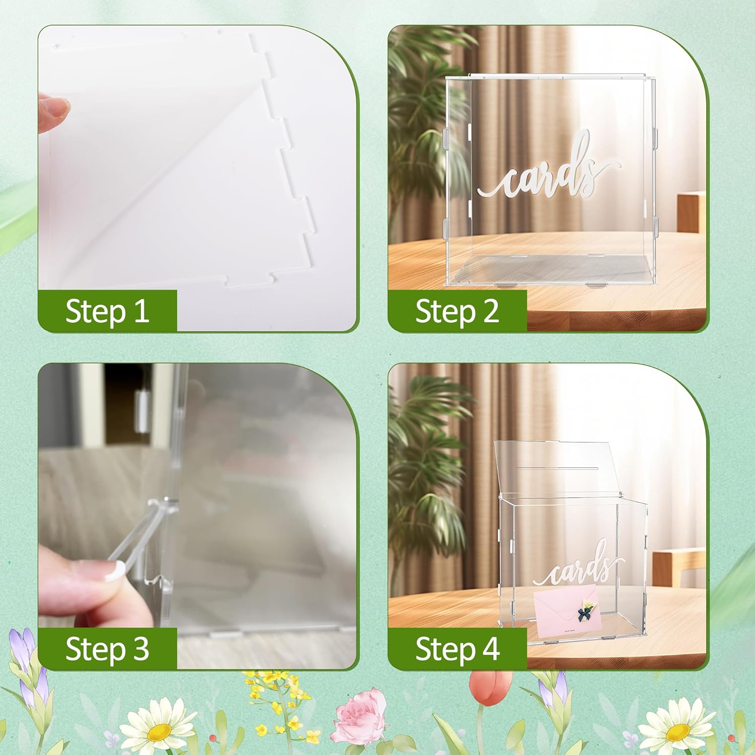 Private Label GENMOUS 10.5" Acrylic Wedding Card Box with Lid, Large Gift Card Box for Wedding Reception, DIY Clear Wedding Envelope Money Card Box for Party,Graduation,Baby Shower,Birthday Decorations,Memory Box Wholesale Manufacturer