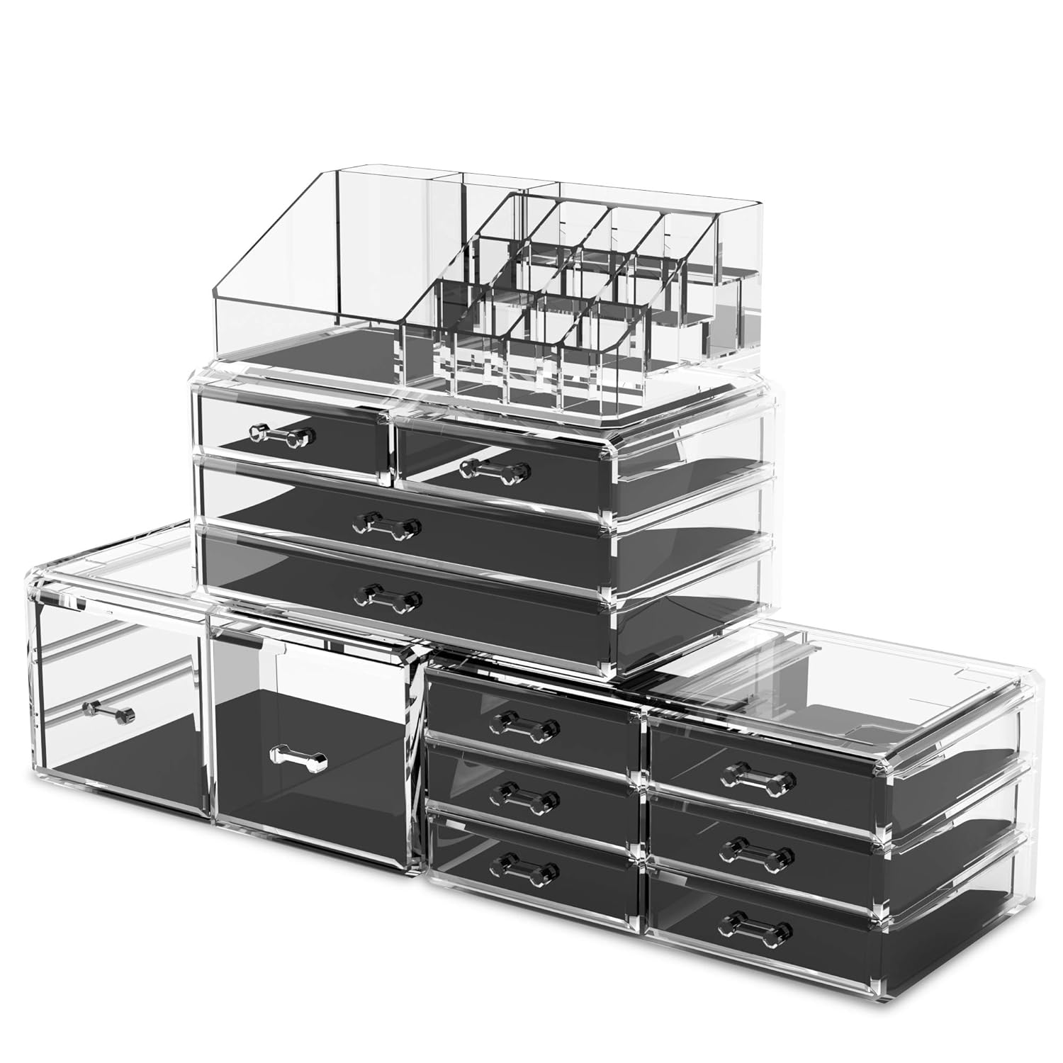 Private Label Readaeer Makeup Cosmetic Organizer Storage Drawers Display Boxes Case with 12 Drawers(Clear) Custom Logo Service