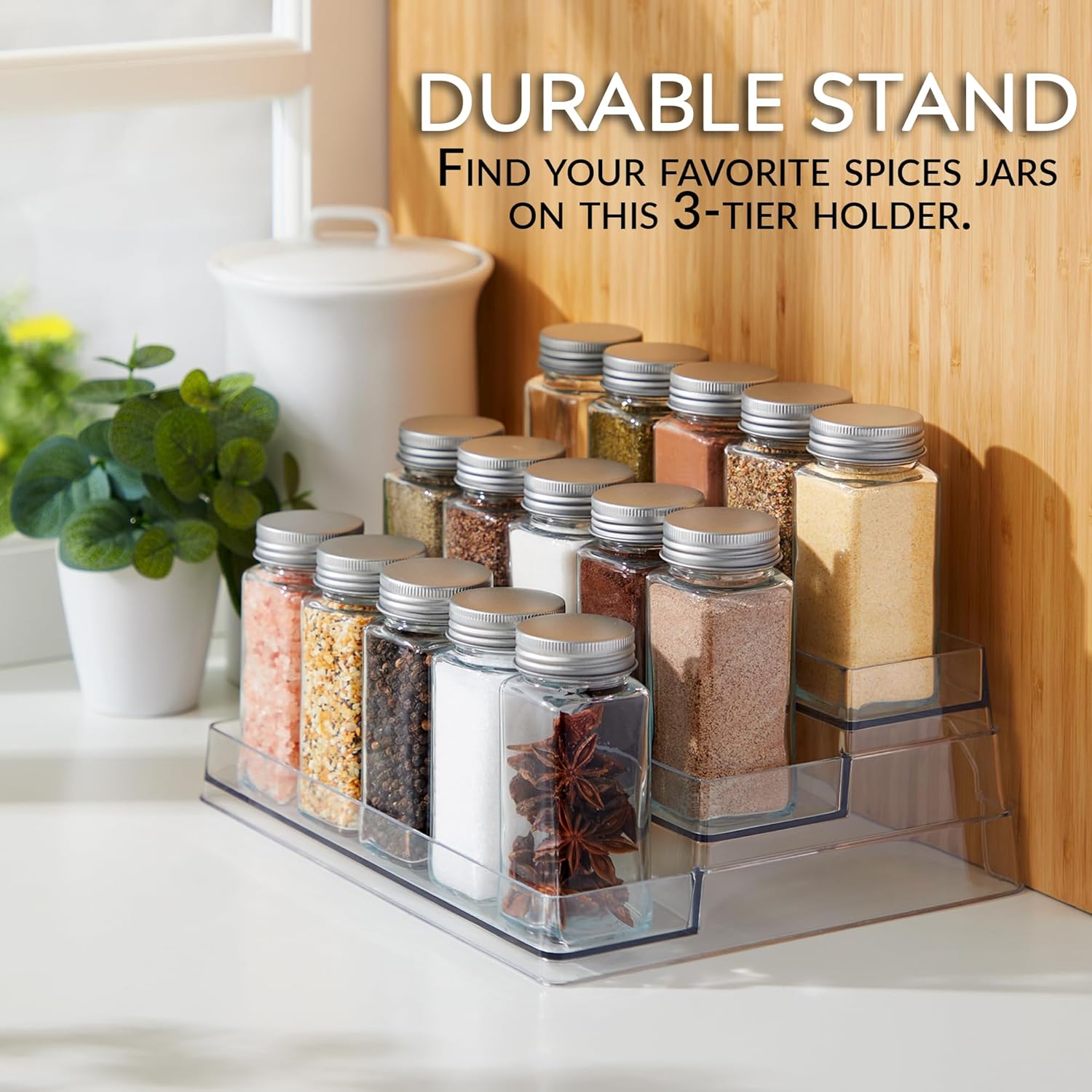 Private Label 3-Tier Spice Rack Organizer Clear Storage Shelf for Kitchen, Bathroom, Bedroom & Office, Home Storage and Organization Dropshipping Friendly