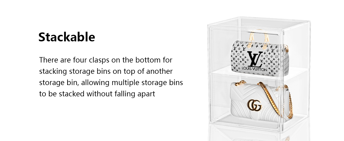 storage bins lid purse organizers closet Clear Acrylic Display Case Magnetic Door Stackable