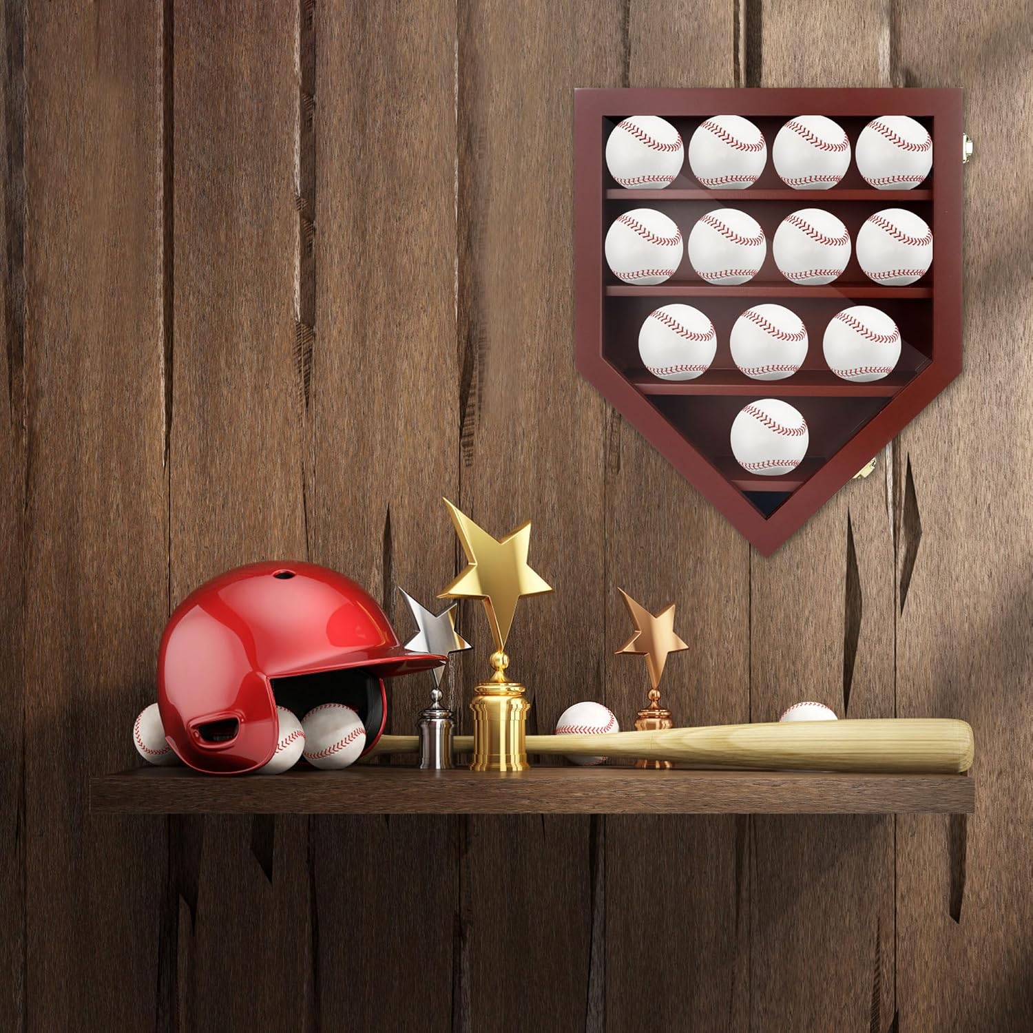 Private Label Baseball Display Case & Shadow Box - Lockable Acrylic Door Wall Mount Cabinet for 12 Baseballs - 13x16 Inch Collectible Display Frame for Enthusiasts (Black) Custom Mold Development