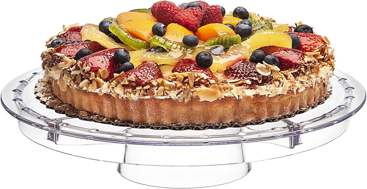 Private Label Godinger 6 in 1 Cake Stand and Serving Plate Platter with Dome Cover, Multi-Purpose Use, Shatterproof and Reusable Acrylic - Dublin Collection OEM Wholesale Manufacturer