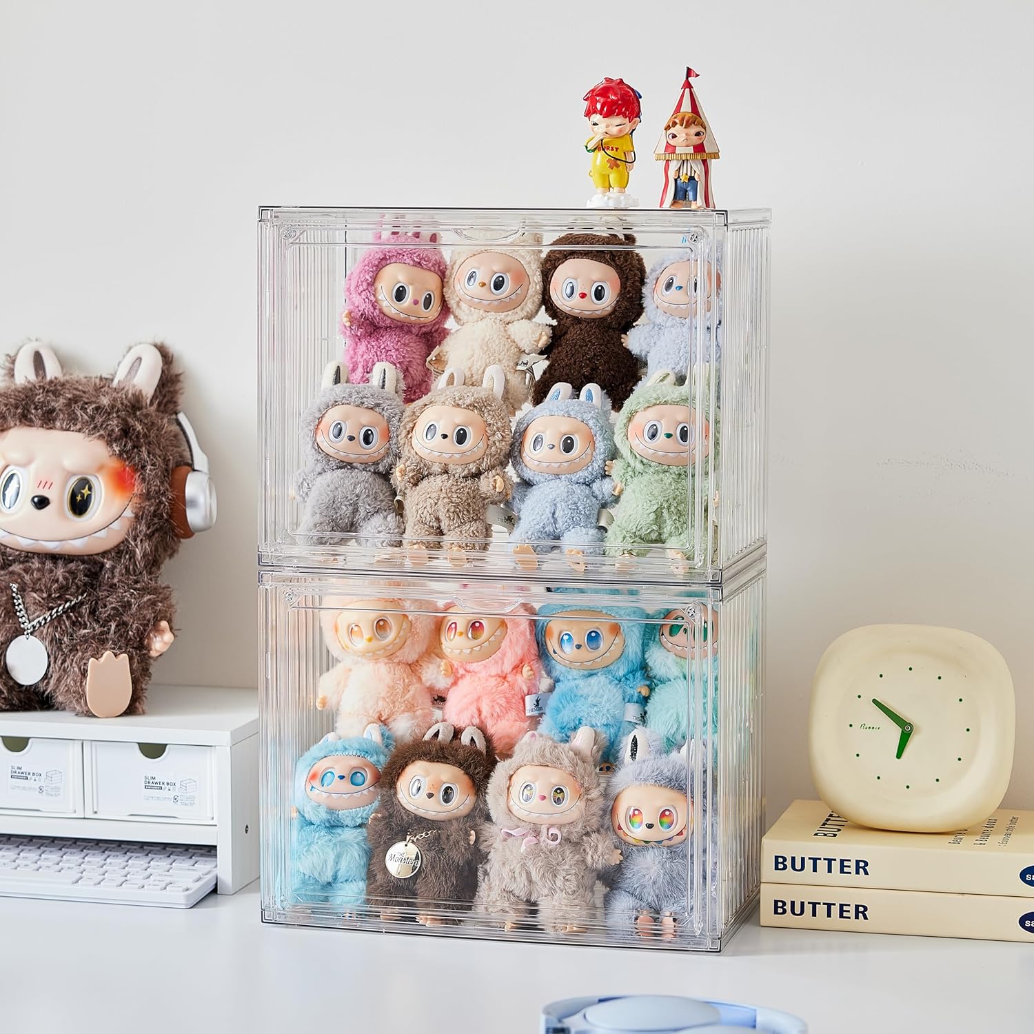 Wholesale OEM ODM Clear Display Case for Figures, Adjustable Display Box, Acrylic Figure Display Case with Magnetic Door, Clear Stackable Display Box for Action Figures, Pop Mart, Funko Pop, Collectibles(Clear, 2 Pack) Factory & Supplier