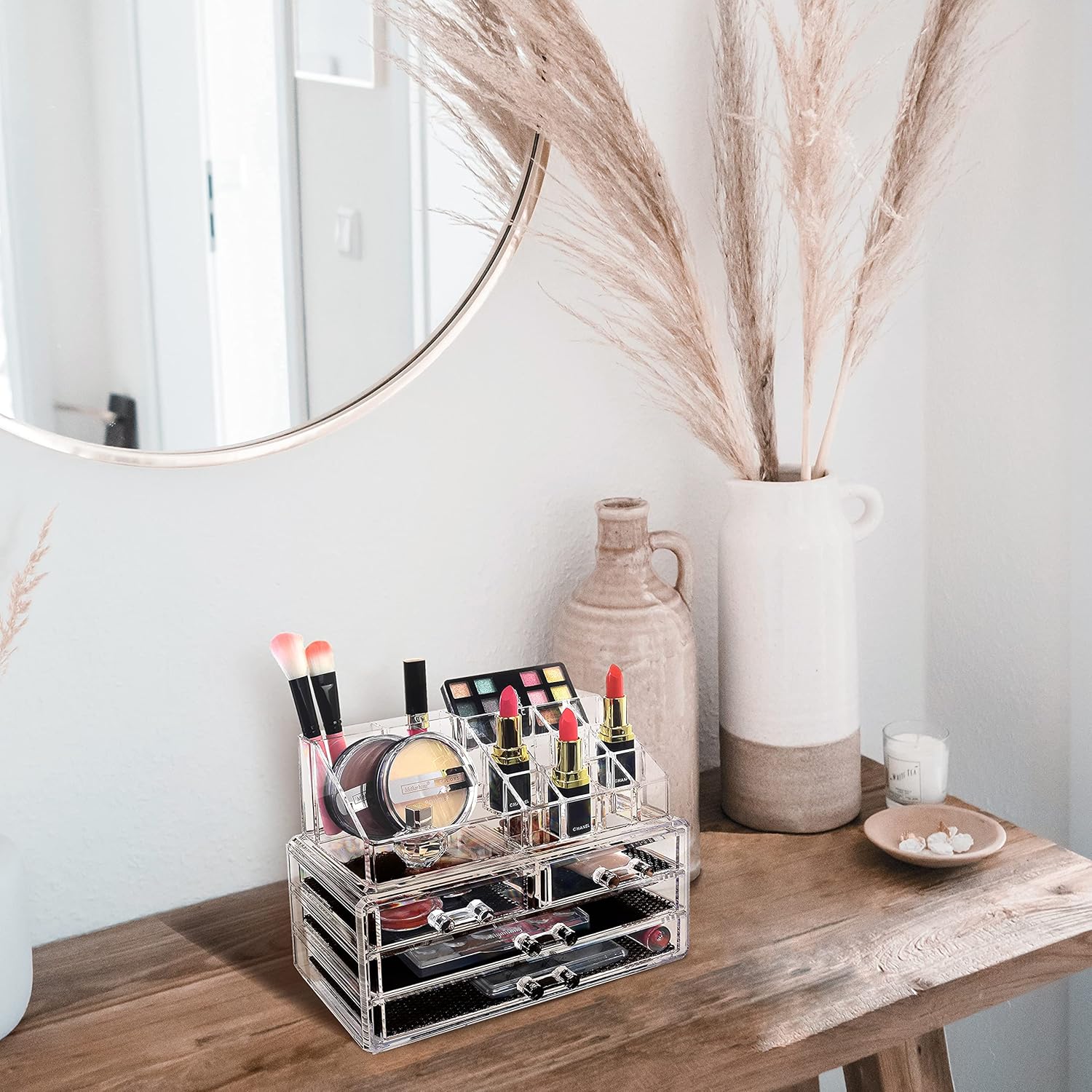 Private Label Ikee Design Acrylic Makeup Organizer with 4 Drawers and Removable Top Lipstick Holders, Ideal for Make-up or Accessories,Enhance Your Vanity or Bathroom with Clear Design for Quick Visibility Factory Direct Price