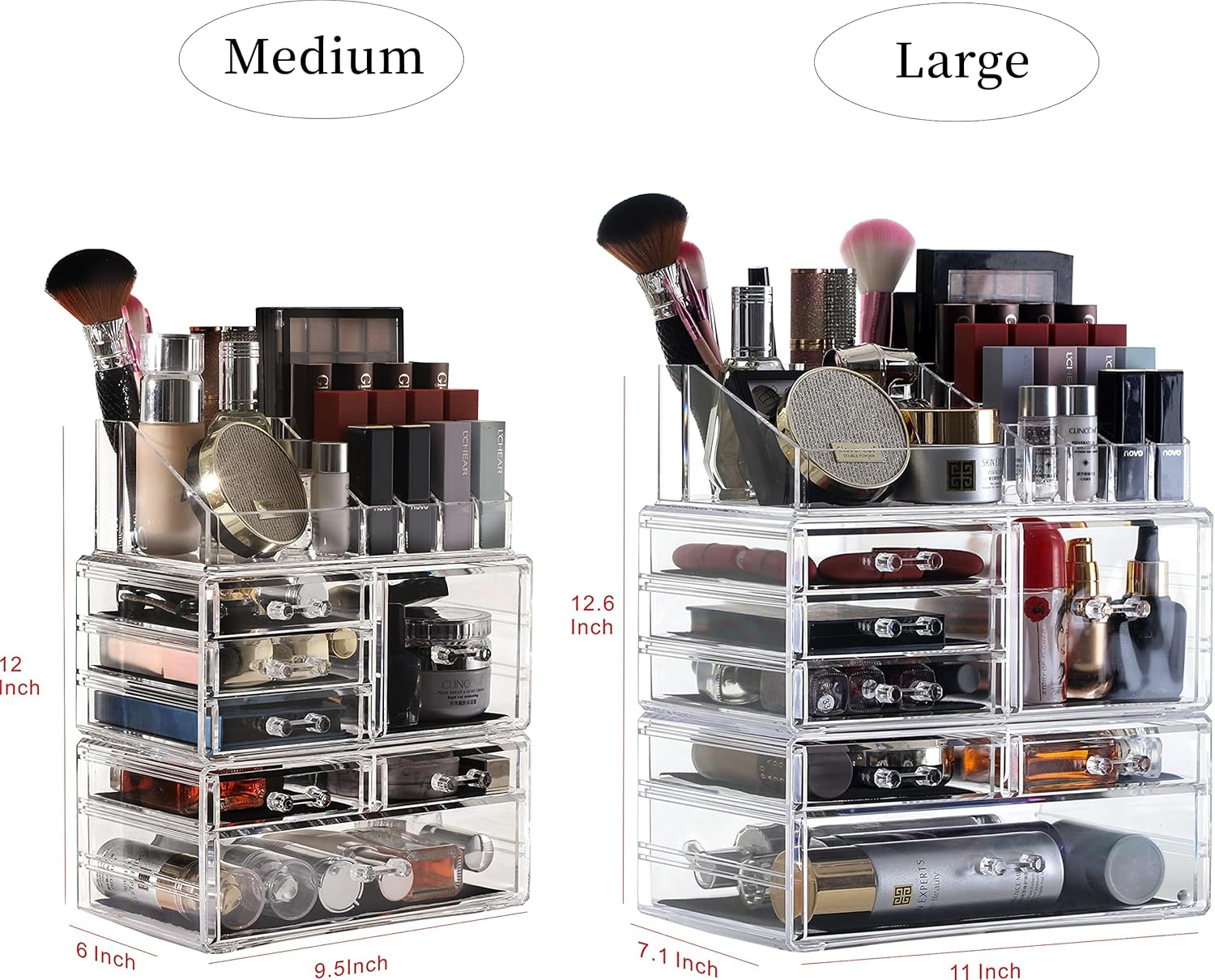 Private Label Cq acrylic Clear Makeup Storage Organizer Drawers Skin Care X Large Cosmetic Display Cases Stackable Storage Box With 7 Drawers For Dresser,Pack of 1 Custom Logo Service