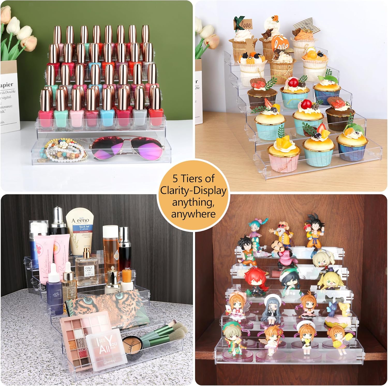 Private Label Spice Rack,No Tool Needed & No Pungent Acrylic Glue Self-derived Snap On Assembly Spice Shelf Pantry Kitchen Cabinet Organizer 10 in for Jars,Baking Supplies & Spice Bottles (5 Tier) Dropshipping Friendly