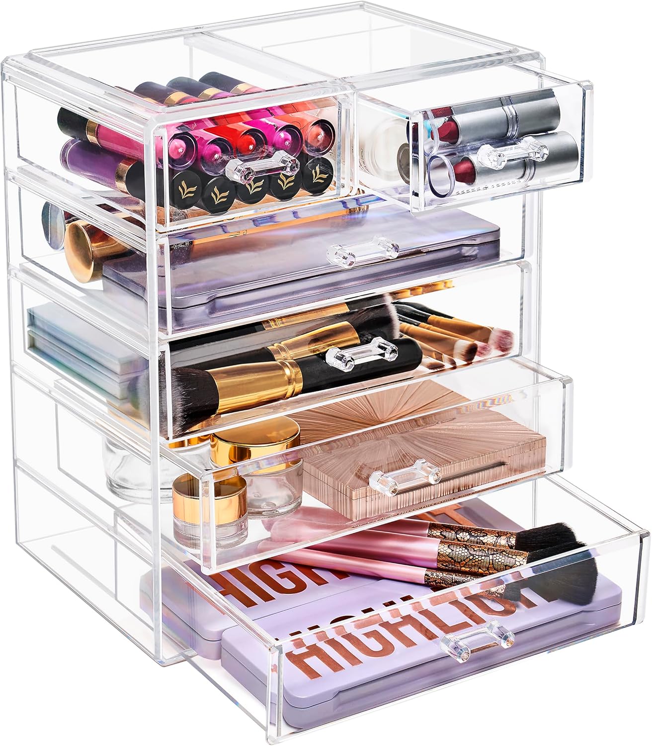 Private Label Sorbus Acrylic Makeup Organizer - Organization and Storage Case for Cosmetics Make Up & Jewelry - Big Clear Makeup Organizer for Vanity, Bathroom, College Dorm, Closet, Desk (4 Large, 2 Small Drawers) Factory Direct Price