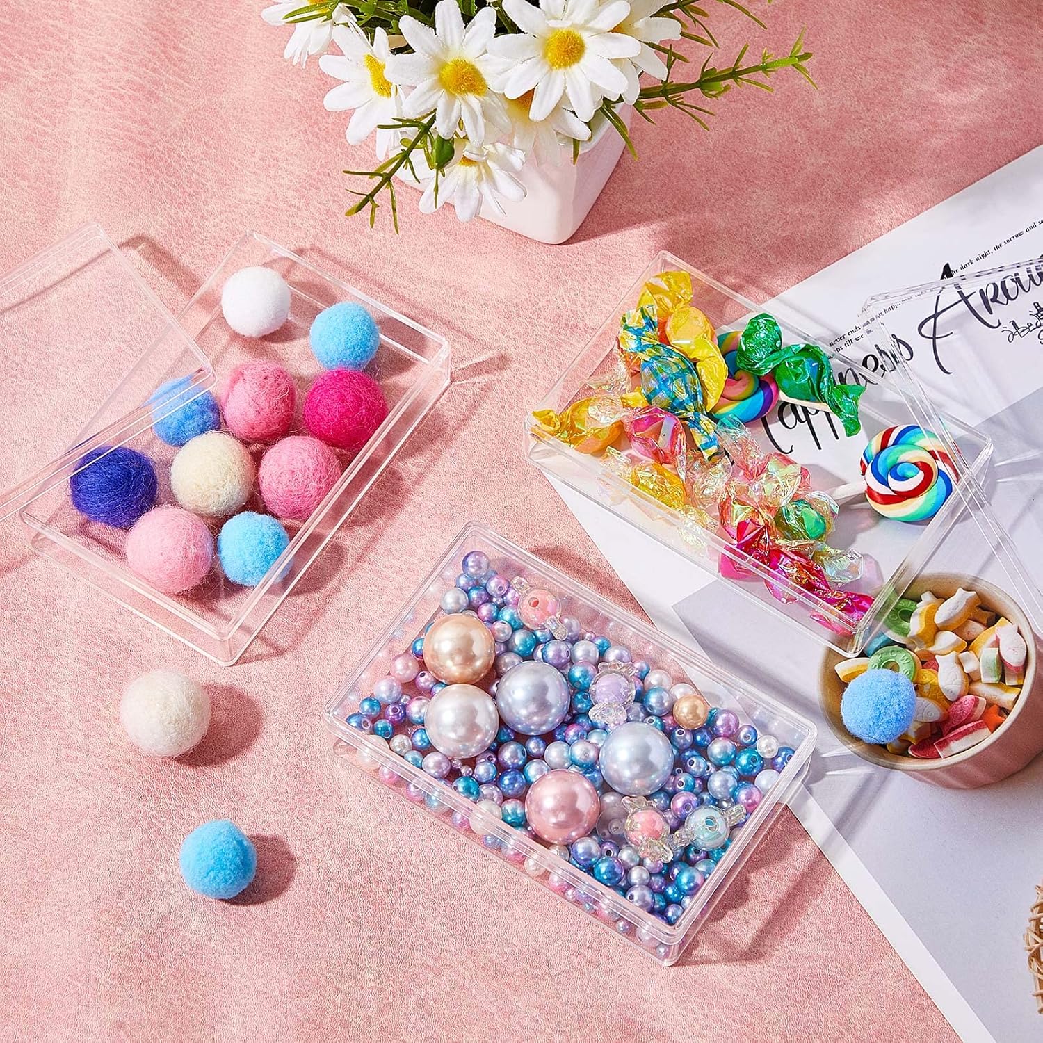 Private Label Blulu 12 Pcs Clear Acrylic Box with Lids 4.3 x 2.7 x 1 Inch Storage Candy Box Containers Mini Rectangle Clear Plastic Gift Containers for Display Jewelry Wedding Party Favors Treats Coin Accessories Wholesale Manufacturer