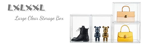 Clear Acrylic Display Storage Box Countertop Magnetic Stackable Showcase  Plastic Handbag Organizer