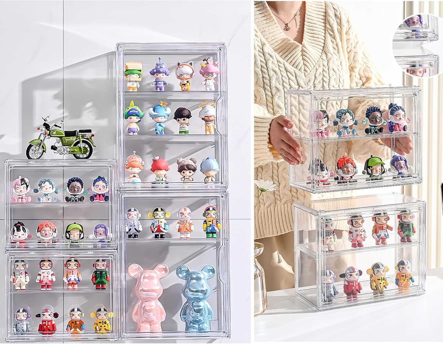 Wholesale OEM ODM 2 Pack Acrylic Display Case, 2/3 Layer Adjustable Figure Display Case, Wall-Mounted Dustproof Showcase for Collectibles Action Figure (2, 2 Tiers) Factory & Supplier