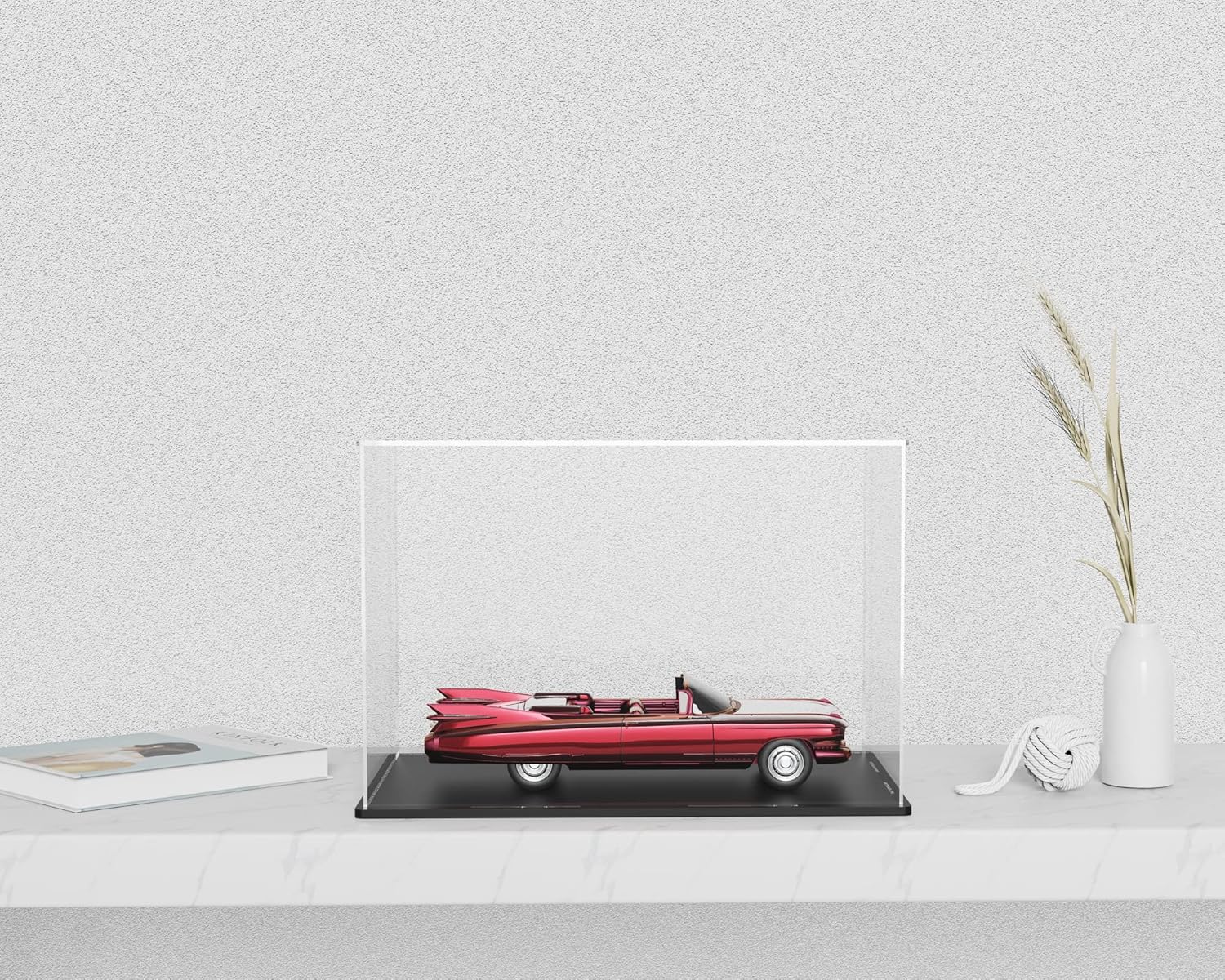 Wholesale OEM ODM Clear Acrylic Display Case with Matte Black Base, Simple Self-Assembly Dust-Proof Showcase, Countertop Display Box for 1:24 Diecasting Model Cars (10x5x5 inch) Factory & Supplier