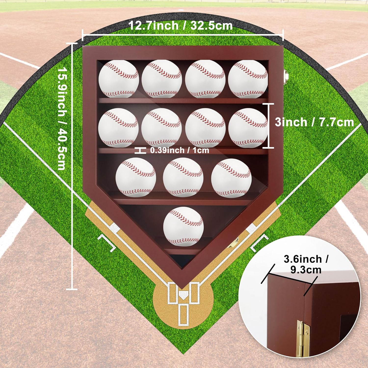 Private Label Baseball Display Case & Shadow Box - Lockable Acrylic Door Wall Mount Cabinet for 12 Baseballs - 13x16 Inch Collectible Display Frame for Enthusiasts (Black) Custom Mold Development