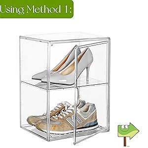 XX-Large Shoe Storage Boxes, Boot Organizers Clear Plastic Stackable Lids, Big Display Storage Box