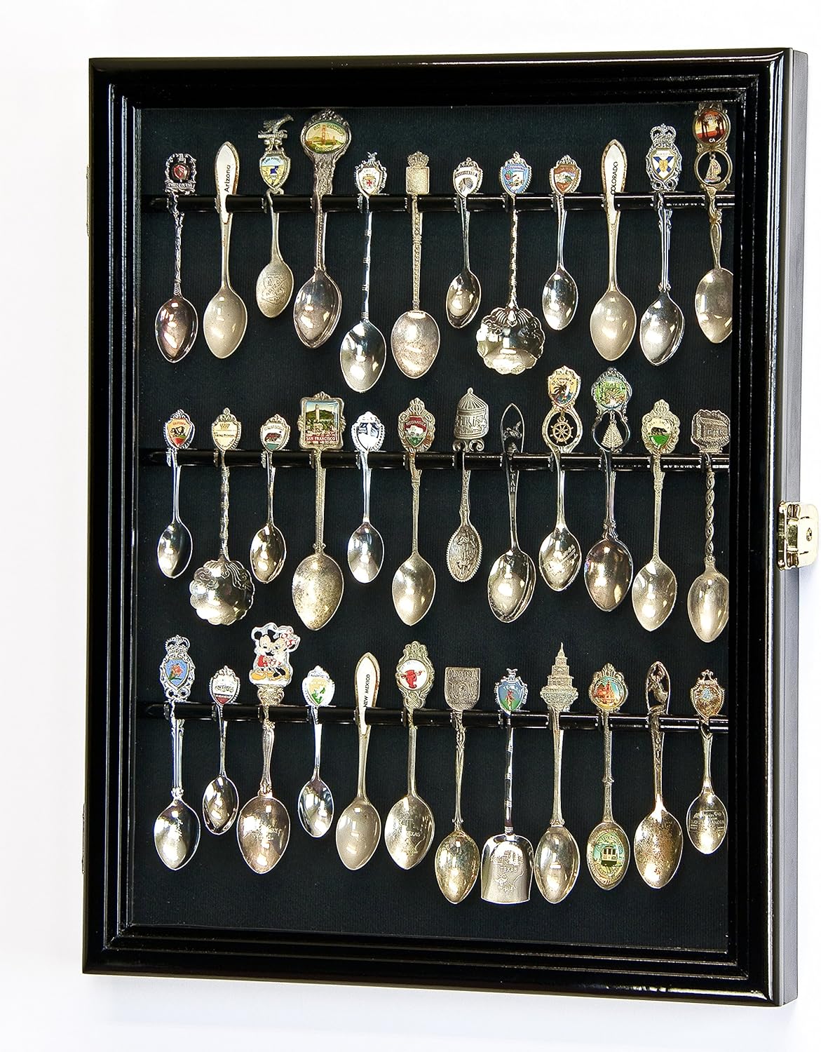 36 Spoon Display Case Wall Rack Cabinet Holder Box 98% UV - Lockable