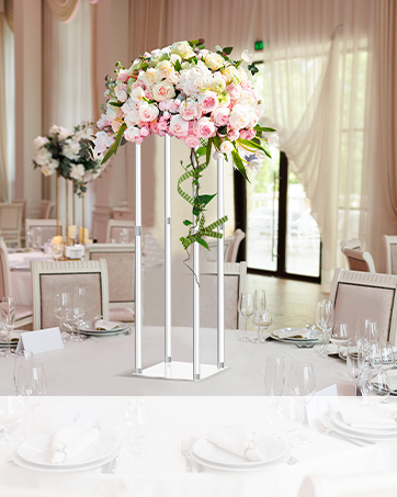 Private Label Geetery 4 Pieces Tall Acrylic Vase Wedding Centerpieces Clear Flower Stand Column Geometric Floral Vase Elegant Display Holder for Birthday Party Wedding Table Decorations (20 Inch) OEM Wholesale Manufacturer