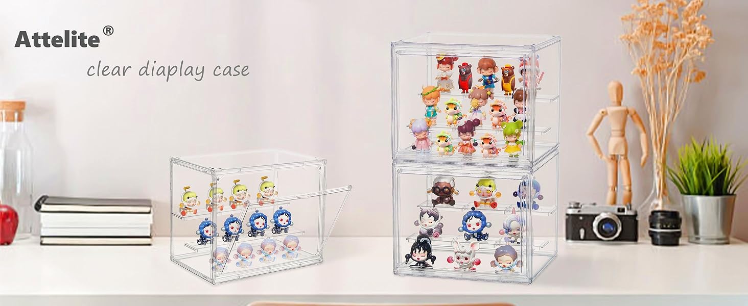  acrylic display case 3 tiers clear display case with 2 adjustable divider