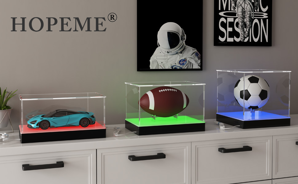 Rectangle Light Up Acrylic Display Case with RGB LED Lighted Base