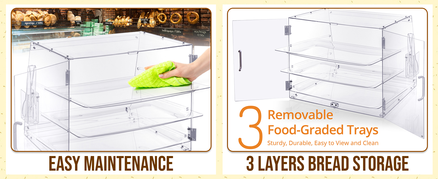 easy maintenance 3 layers bread storage