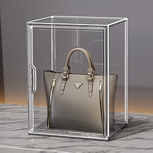 Stackable Plastic Storage Bins Magnetic Attraction Lid, Dustproof Protection Showcase CLEAR HIGH