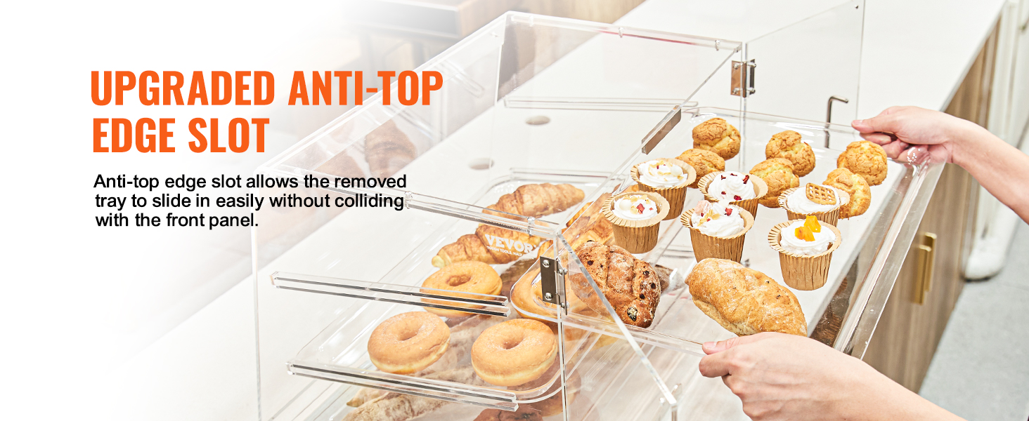 Wholesale OEM ODM VEVOR Pastry Display Case, 2-Tier Commercial Countertop Bakery Display Case, Acrylic Display Box with Rear Door Access & Removable Shelves, Keep Fresh for Donut Bagels Cake Cookie, 20.7"x13.2"x11.9" Factory & Supplier