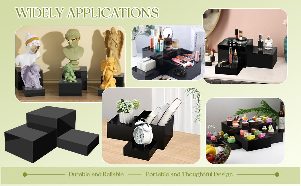 Acrylic Cube Boxes Display Nesting Risers with Hollow Bottoms for Food Collectibles Jewelry Show