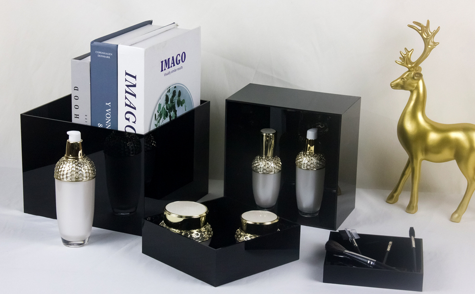 Kcgani Acrylic Cube Display Storage Box, 4 sizes of 5x5x1"/6x6x2"/7x7x4"/8x8x6" 