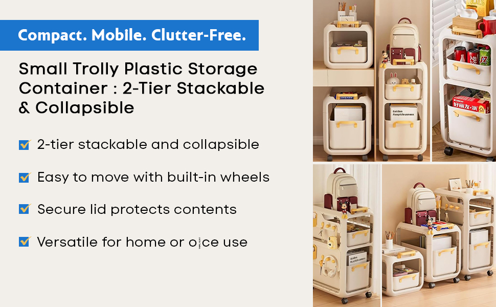 Trolly Plastic Storage Container with Lid