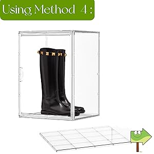 Super Large Boot Storage Boxes Magnetic Lids, Big Acrylic Display Case an Adjustable Divider