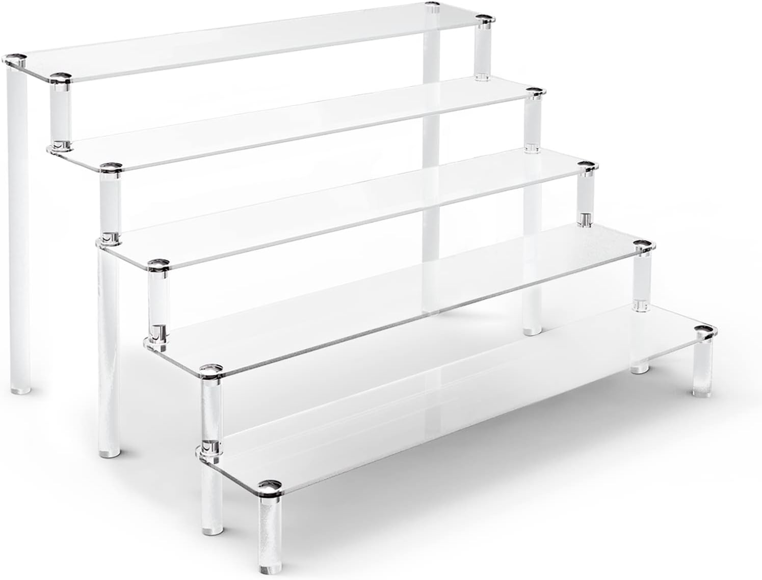 ULENDIS 5 Tier Acrylic Stands for Display, Clear Display Stand Risers Shelf for Cupcakes Perfumes Figurines, Tabletop Cupcake Stand for Decorating & Organizing (16" x 15.5" x 9.6")