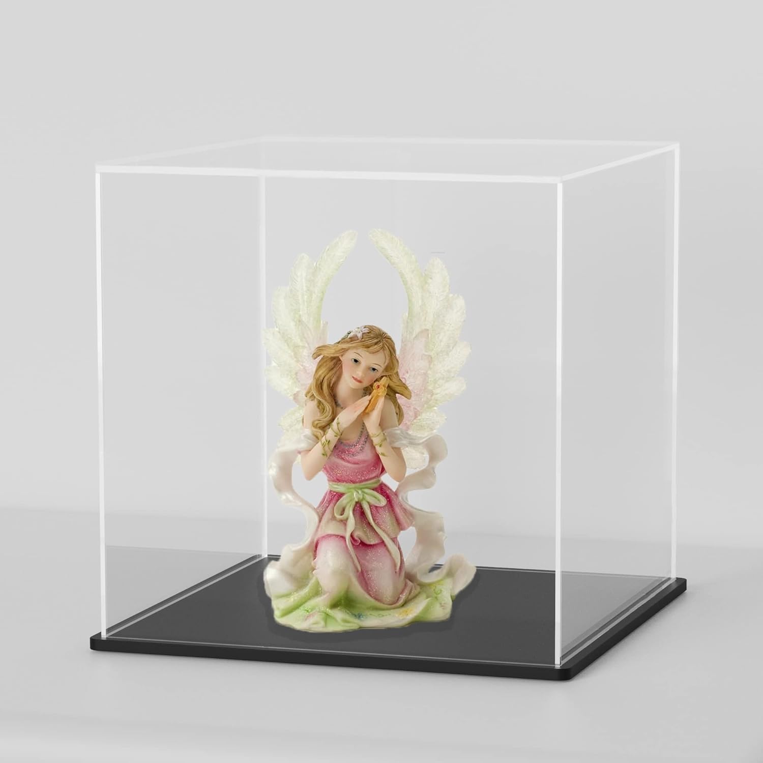 Wholesale OEM ODM Clear Acrylic Display Case with Matte Black Base, Square Acrylic Dust-Proof Showcase, Cube Counter-Tops Box for Collectibles and Toys (5x5x5 inch) Factory & Supplier