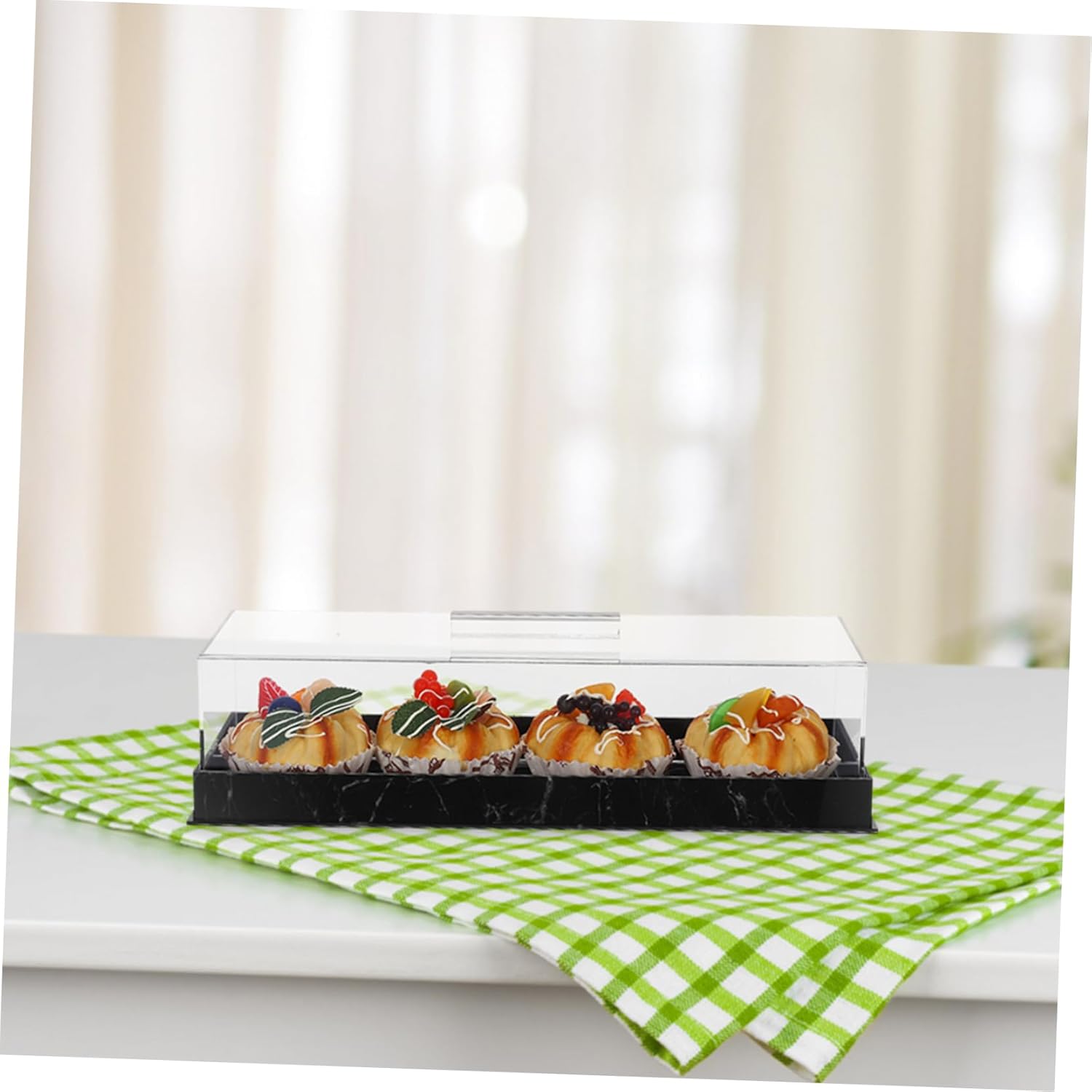 Wholesale OEM ODM Cabilock Acrylic Rectangular Cake Tray with Lid Elegant Marble Display Stand for Desserts Pastries and Baked Goods for Home Use Parties and Celebrations Factory & Supplier