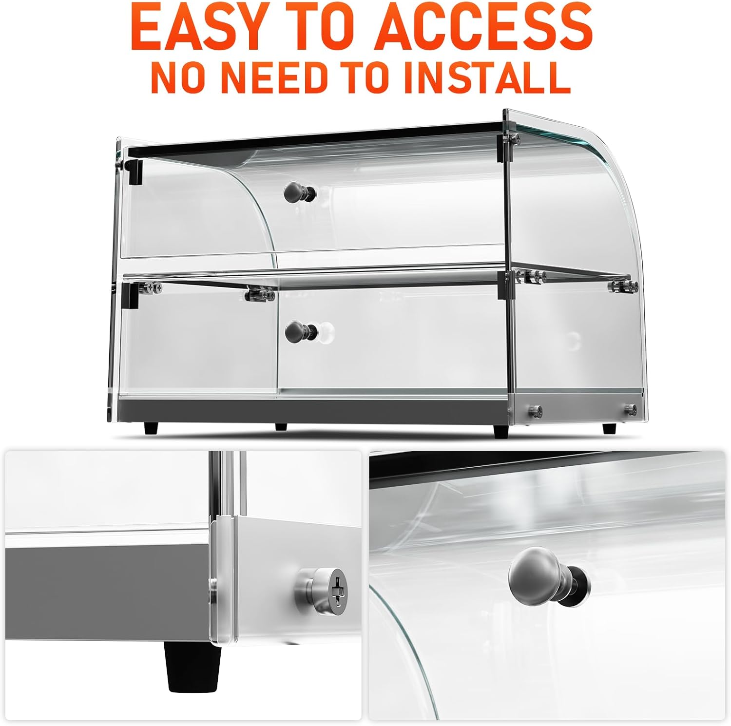 Wholesale OEM ODM 1.59 Cu.ft Malphi Large Pastry Display Case Countertop | Commercial Bakery Display Stand Cupcake Holder Tempered Glass | Large Bread Cookie Display Box | 22.1" x 15.2" x 14.6" | 27.5 lbs | Factory & Supplier