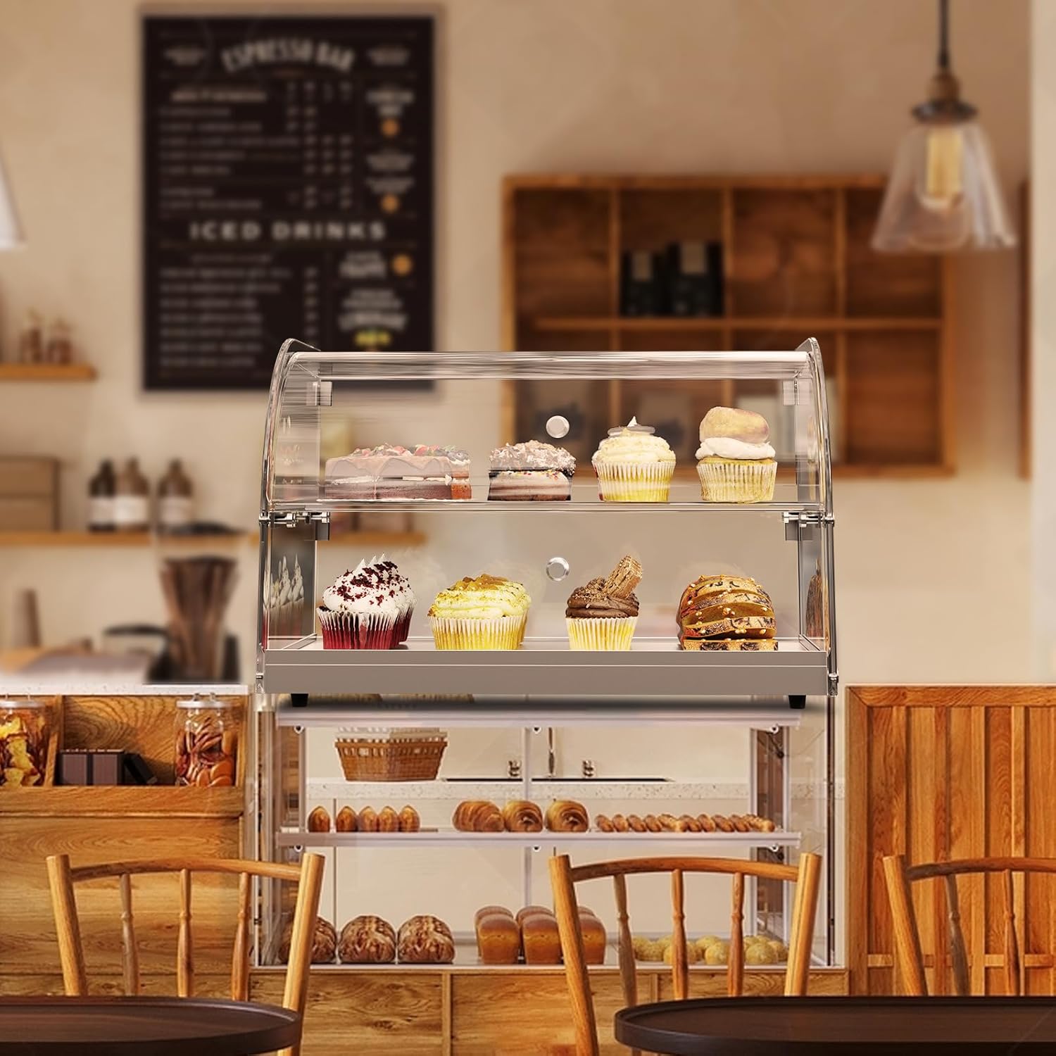 Wholesale OEM ODM 1.59 Cu.ft Malphi Large Pastry Display Case Countertop | Commercial Bakery Display Stand Cupcake Holder Tempered Glass | Large Bread Cookie Display Box | 22.1" x 15.2" x 14.6" | 27.5 lbs | Factory & Supplier