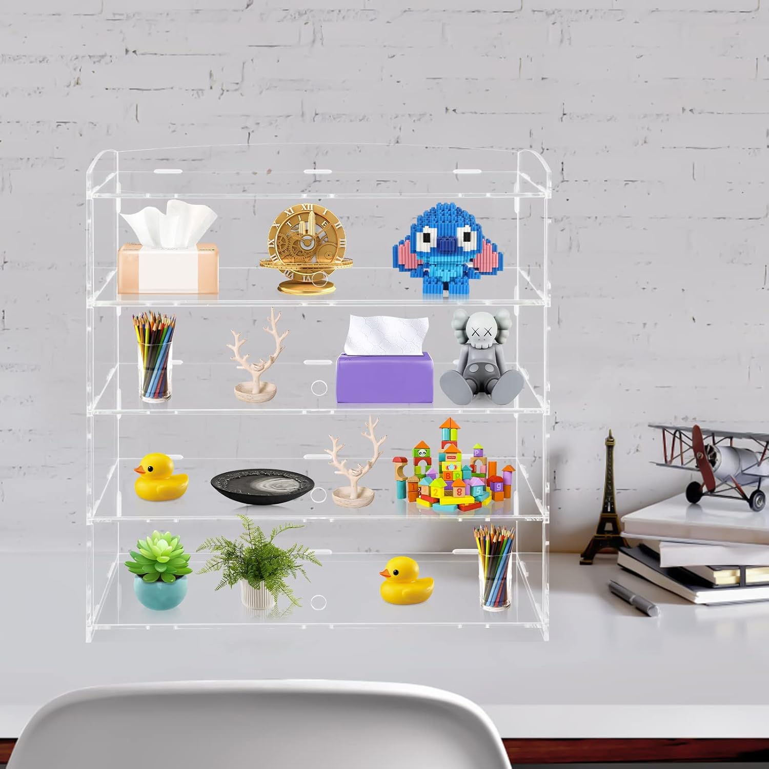 Wholesale OEM ODM Acrylic Display Case 4 Layer Transparent Countertop Showcase,Bakery Pastry Display Case Retail Display Counter Cases Acrylic Display Shelf(18.7*8.46*19.7 Inch) Factory & Supplier