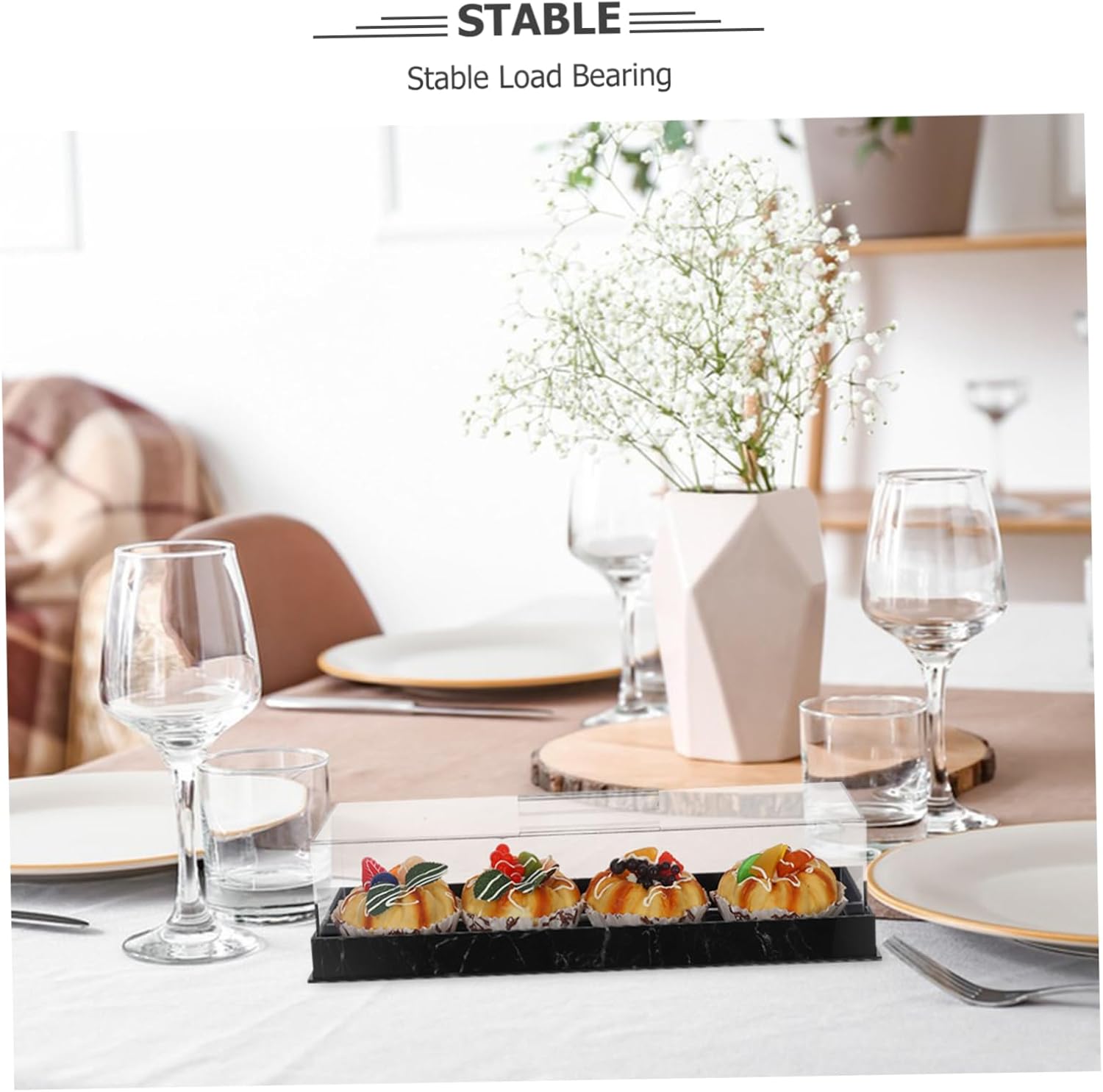 Wholesale OEM ODM GLEAVI Marble Cake Platter with Lid Elegant Rectangular Dessert Holder Acrylic Cover for Freshness for Birthday Parties Bakeries and Home Use Factory & Supplier